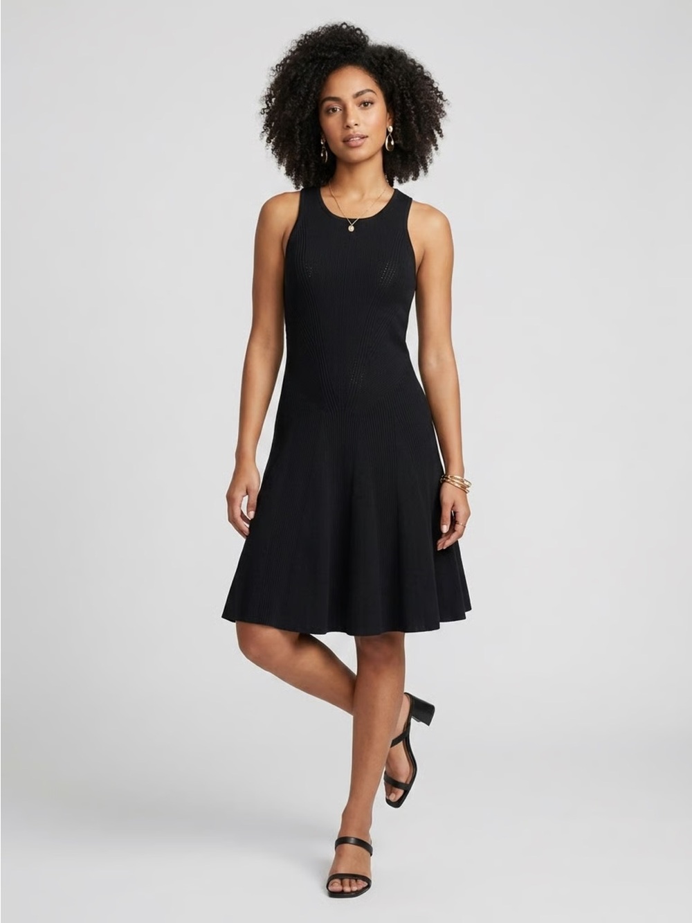 YIGAL AZROUEL | Black Ribbed Knit Midi Tank Dress Sz L